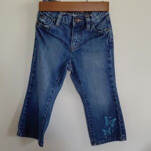 Old Navy Blue Bootcut Jeans With Hand Decorated Butterflies